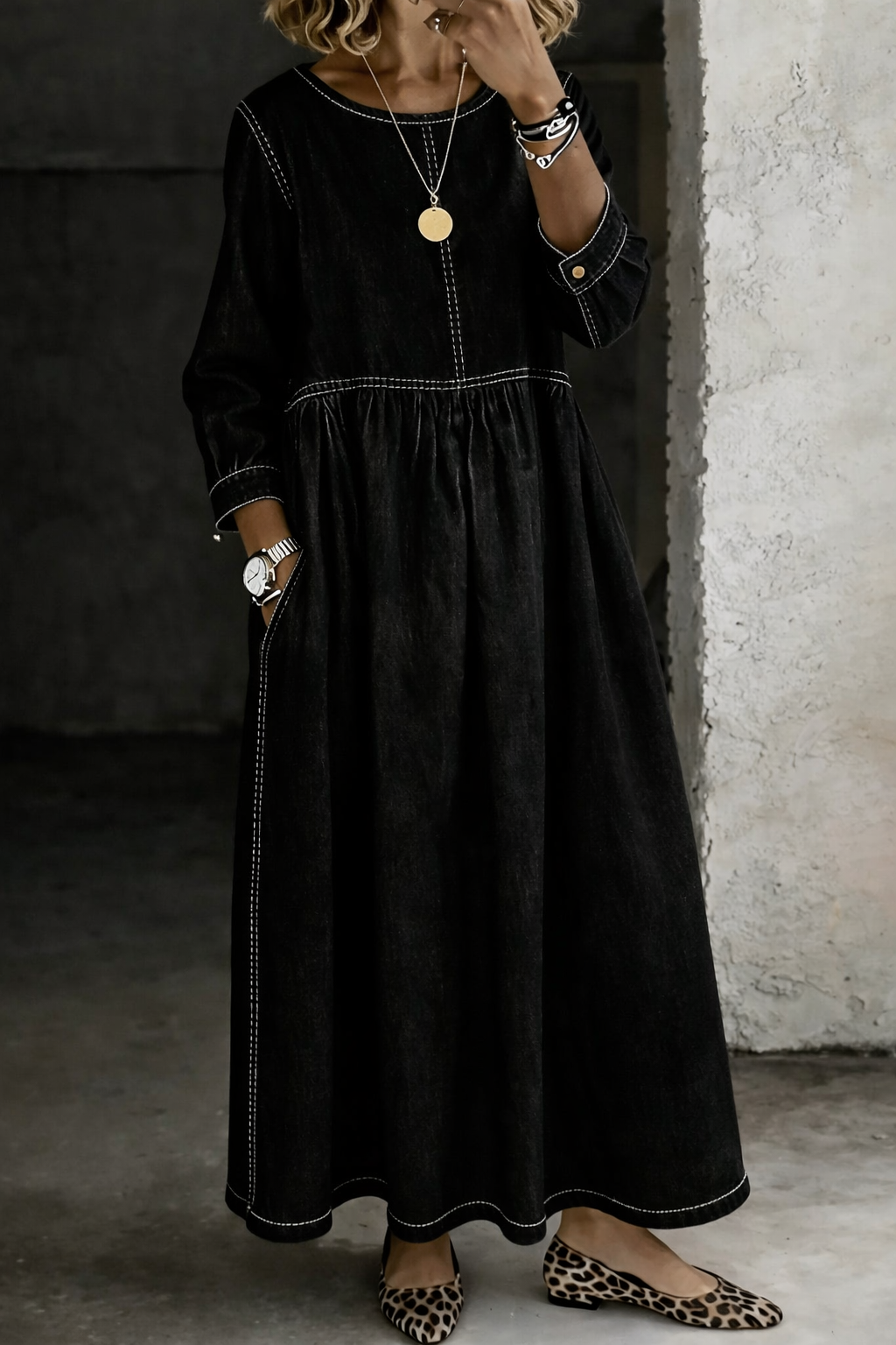 Vintage Denim Maxi Dress