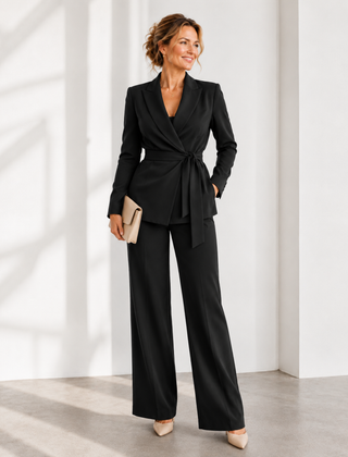 Miranda | Tie-Waist Blazer & Wide-Leg Set