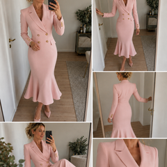 Amelie | Blazer-Style Midi Dress with Gold Buttons