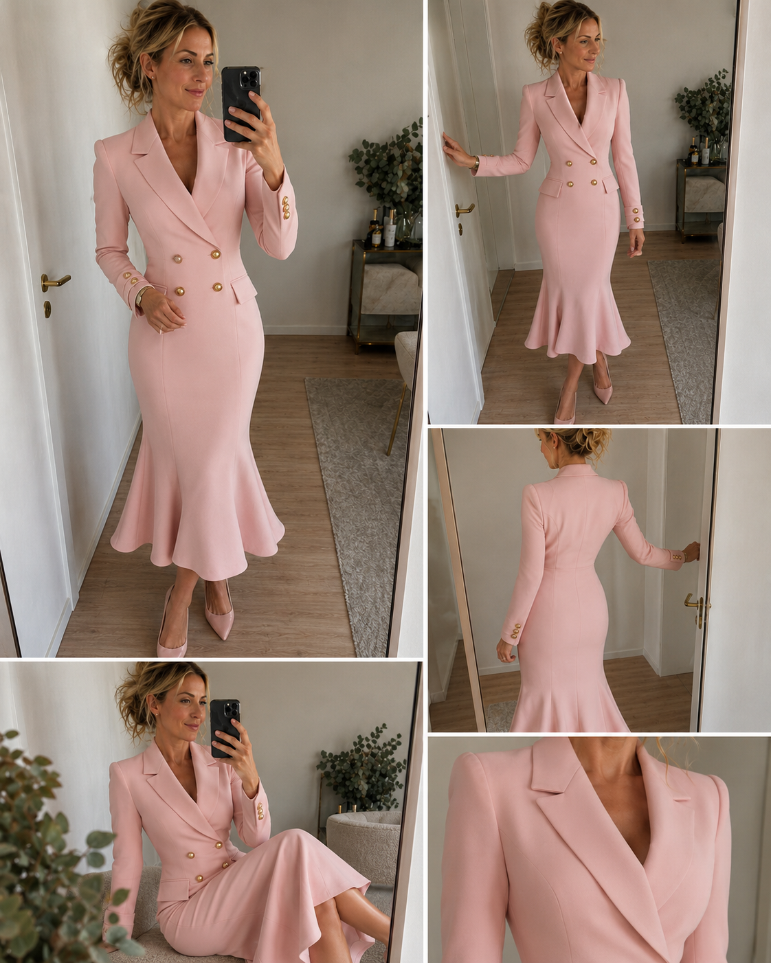 Amelie | Blazer-Style Midi Dress with Gold Buttons