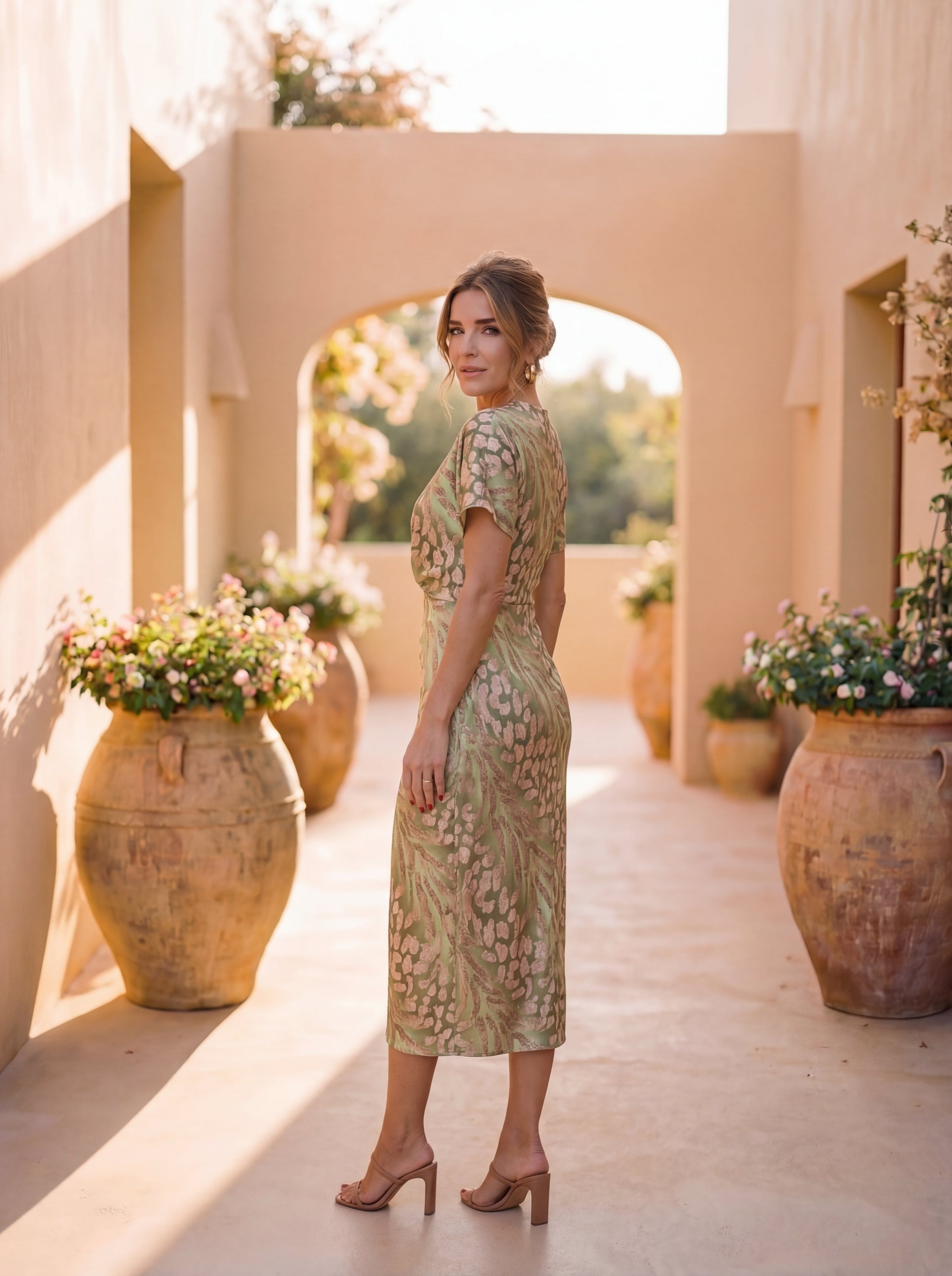 Viviana | Wrap-Style Tie-Waist Midi Dress