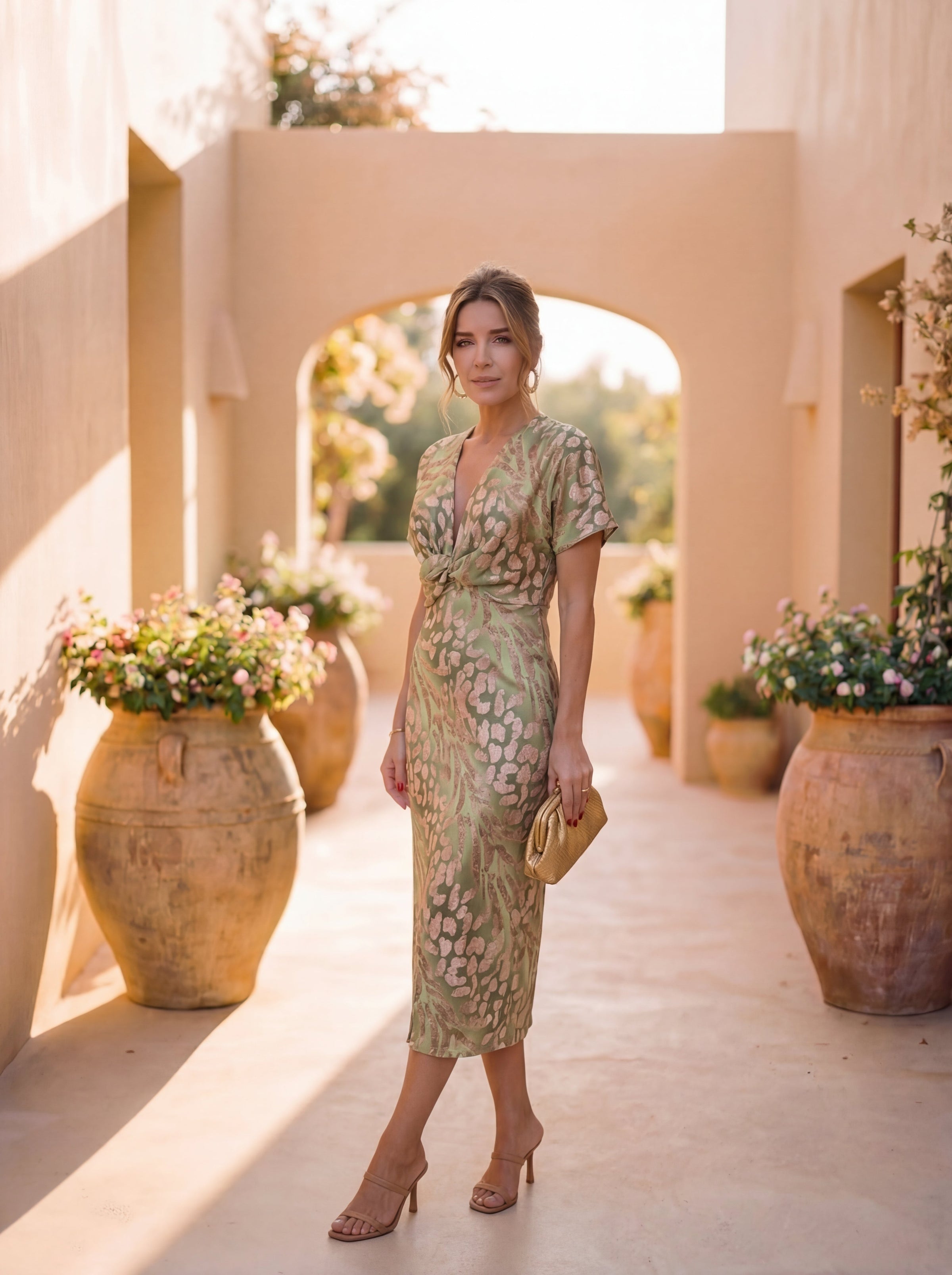 Viviana | Wrap-Style Tie-Waist Midi Dress