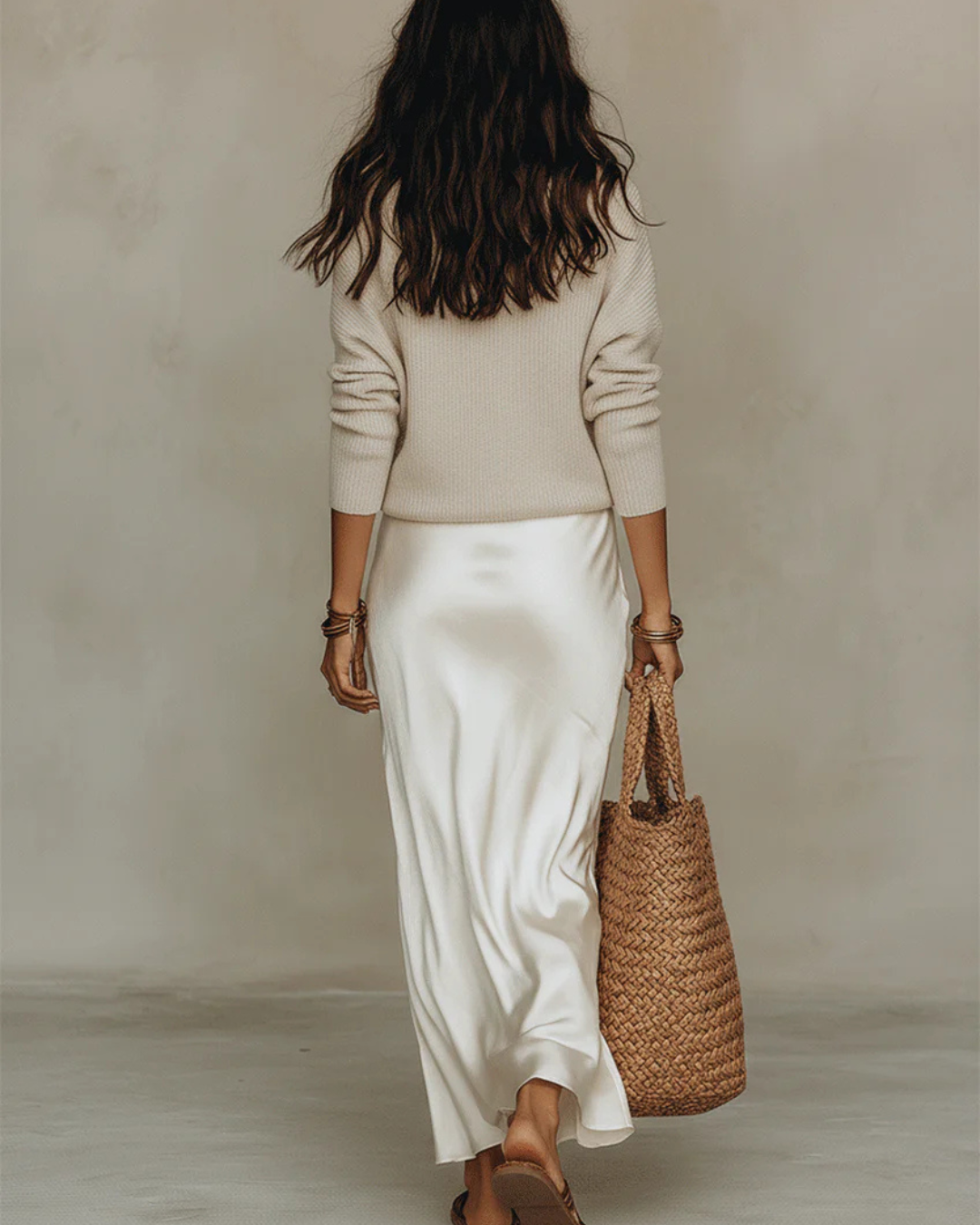 Odessa | Satin Midi Dress with Built-In Sweater Look