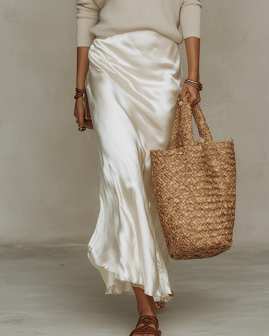Odessa | Satin Midi Dress with Built-In Sweater Look