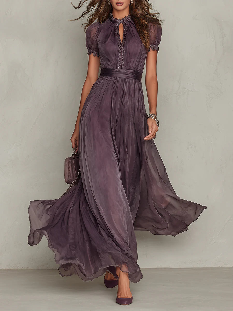 Valentina | Keyhole-Neckline Lace Maxi Dress