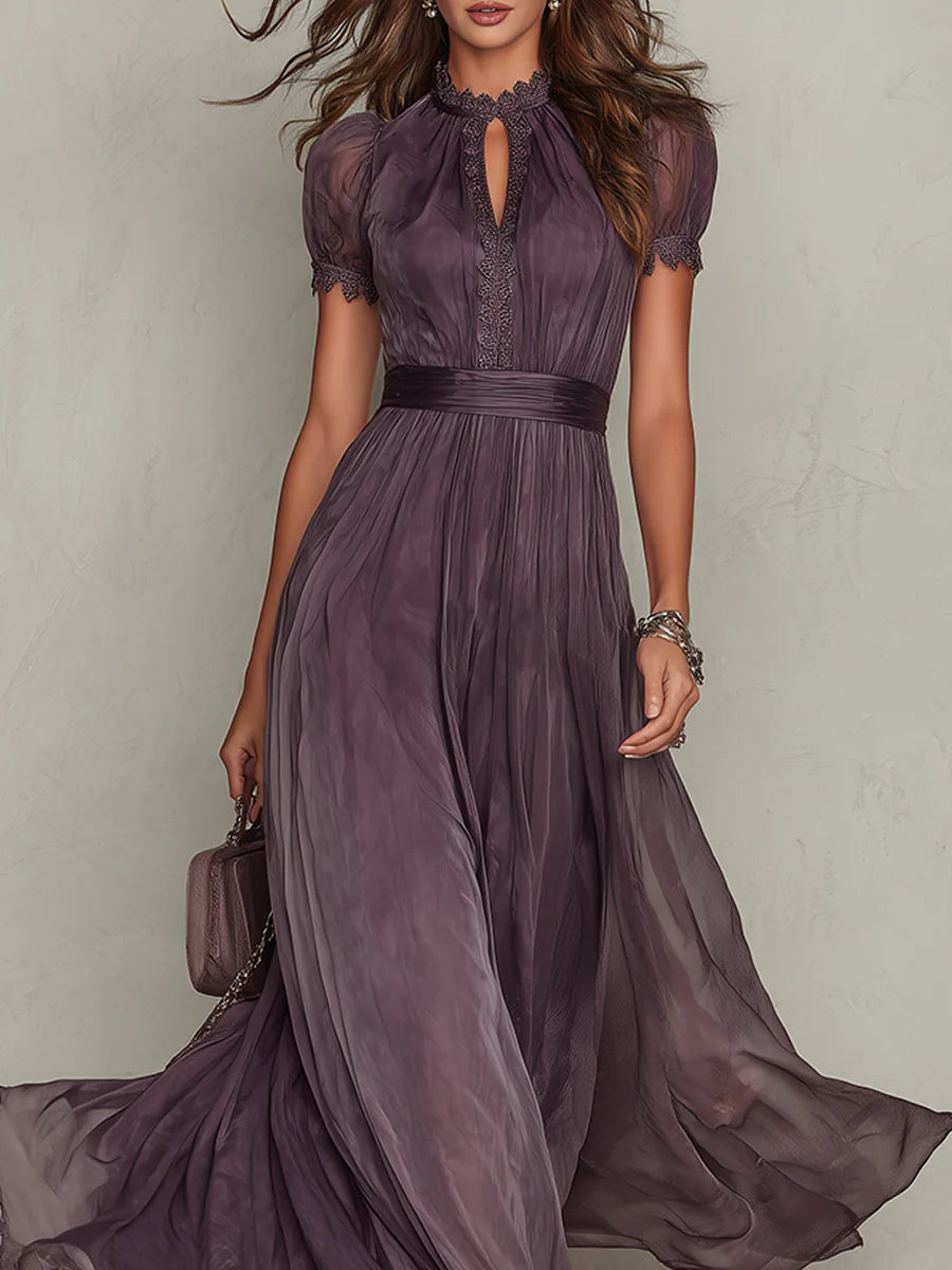 Valentina | Keyhole-Neckline Lace Maxi Dress