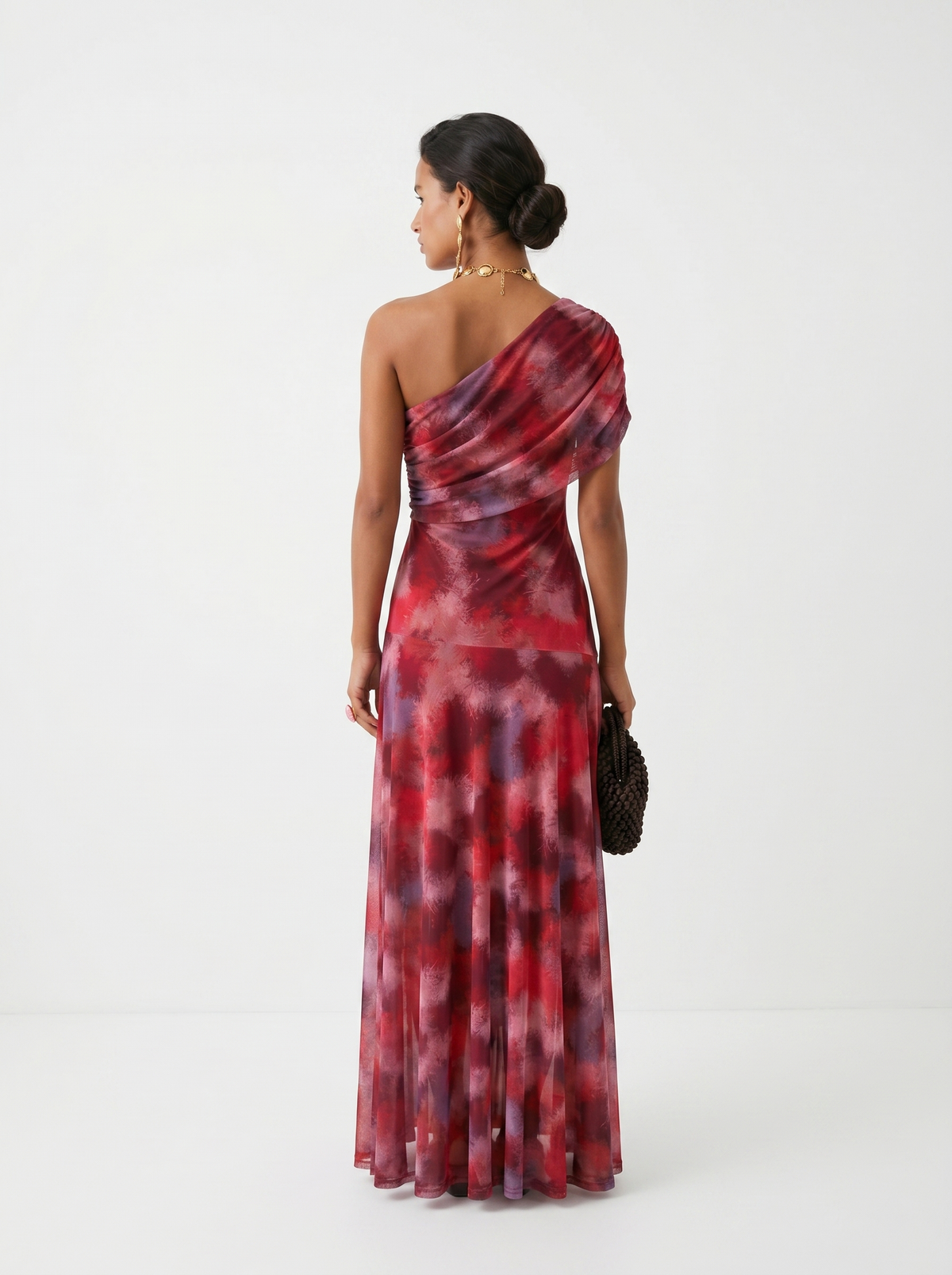 One-Shoulder Print Maxi Dress