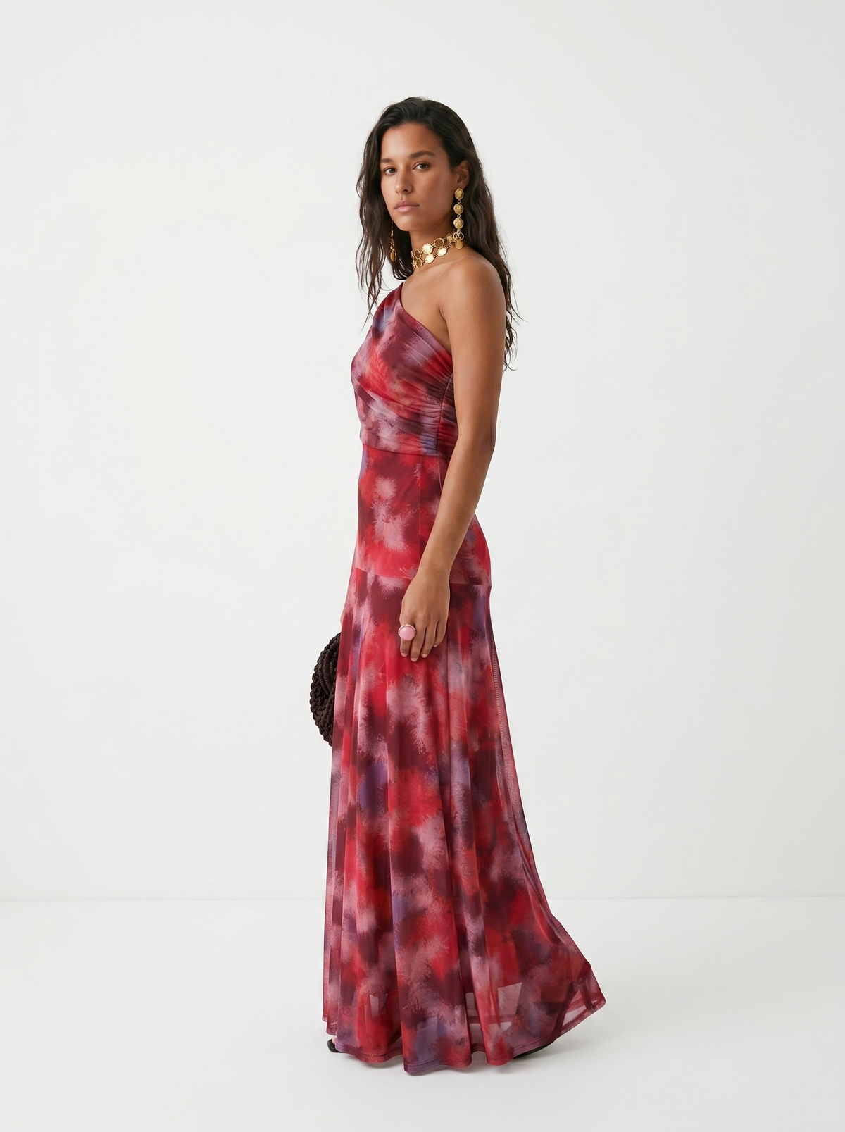 One-Shoulder Print Maxi Dress