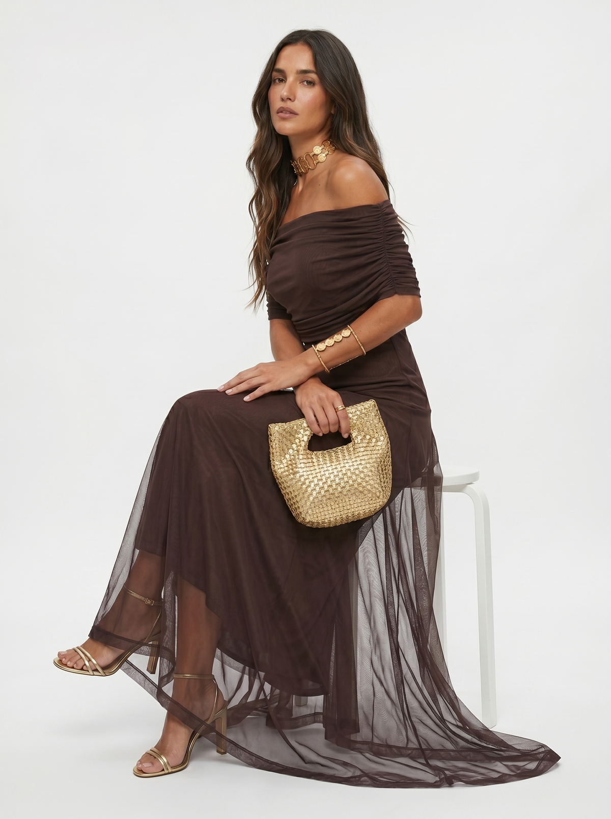 One-Shoulder Print Maxi Dress