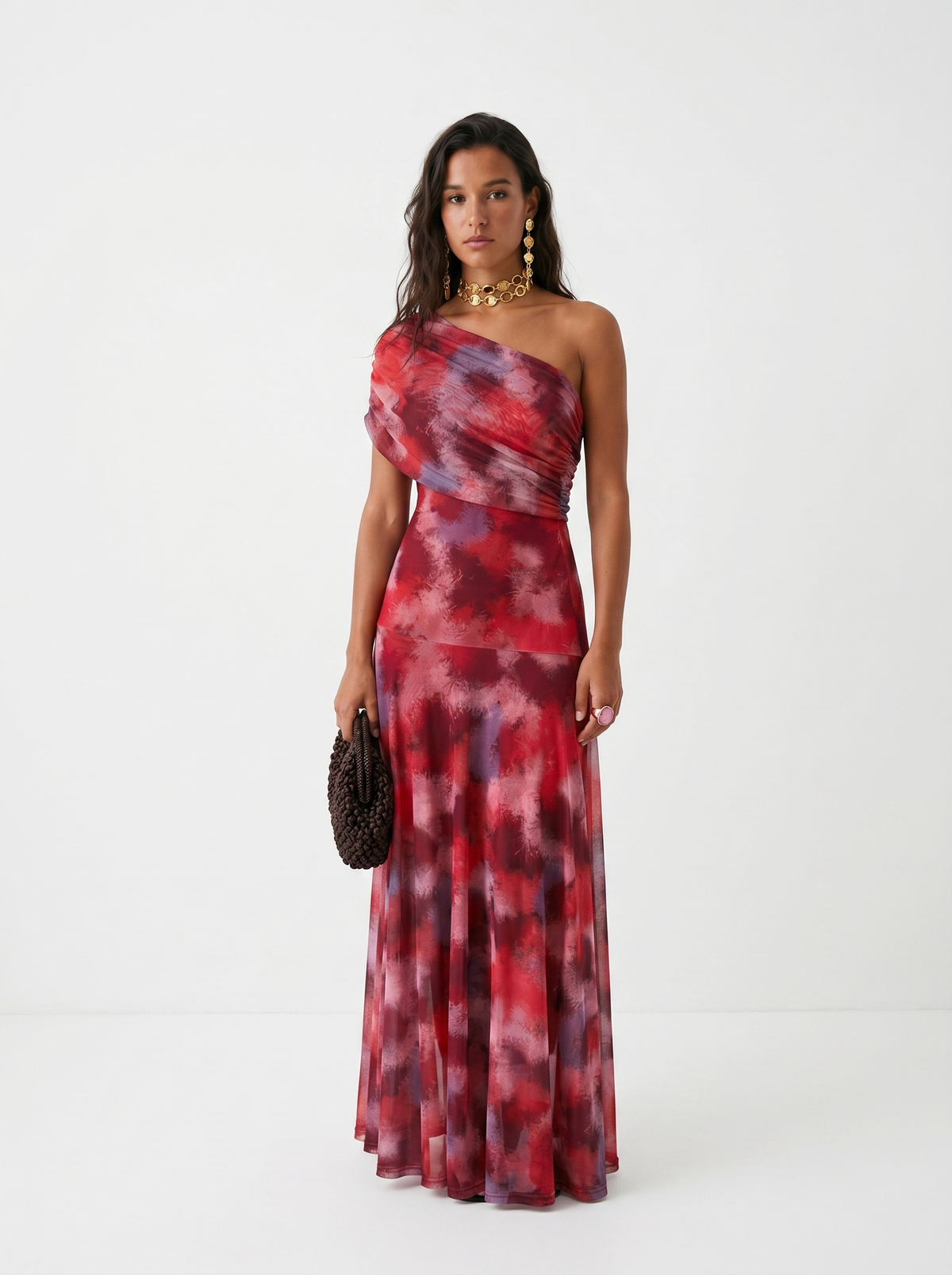 One-Shoulder Print Maxi Dress