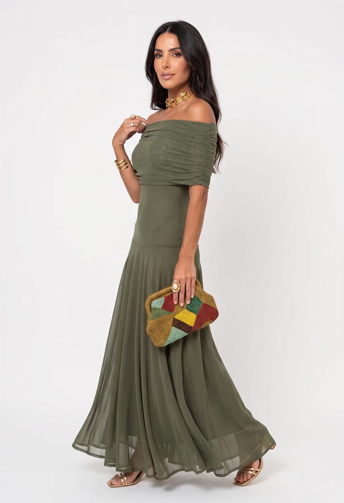 One-Shoulder Print Maxi Dress