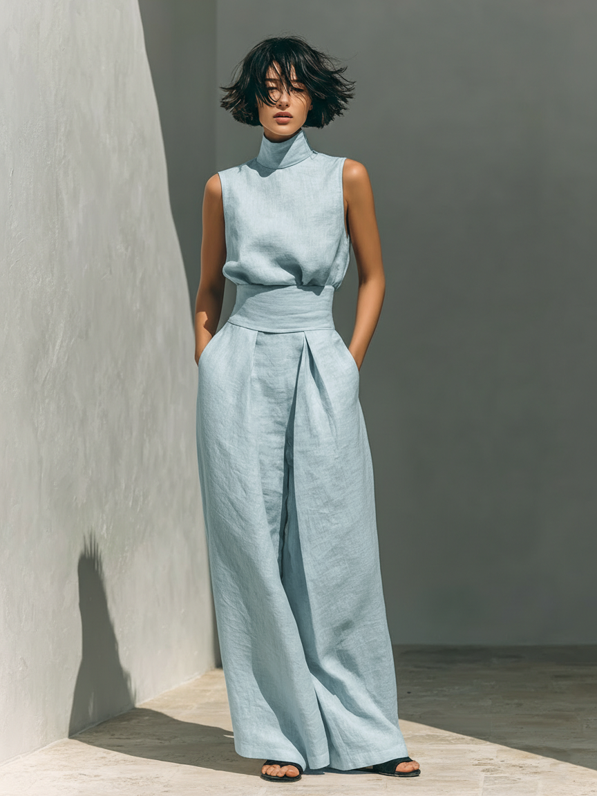 Zinnia | Sleeveless Top & Wide-Leg Pant Set