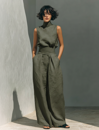 Zinnia | Sleeveless Top & Wide-Leg Pant Set
