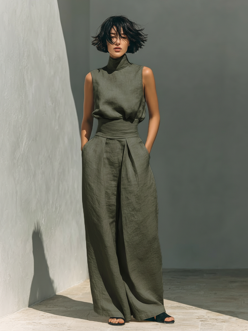 Zinnia | Sleeveless Top & Wide-Leg Pant Set