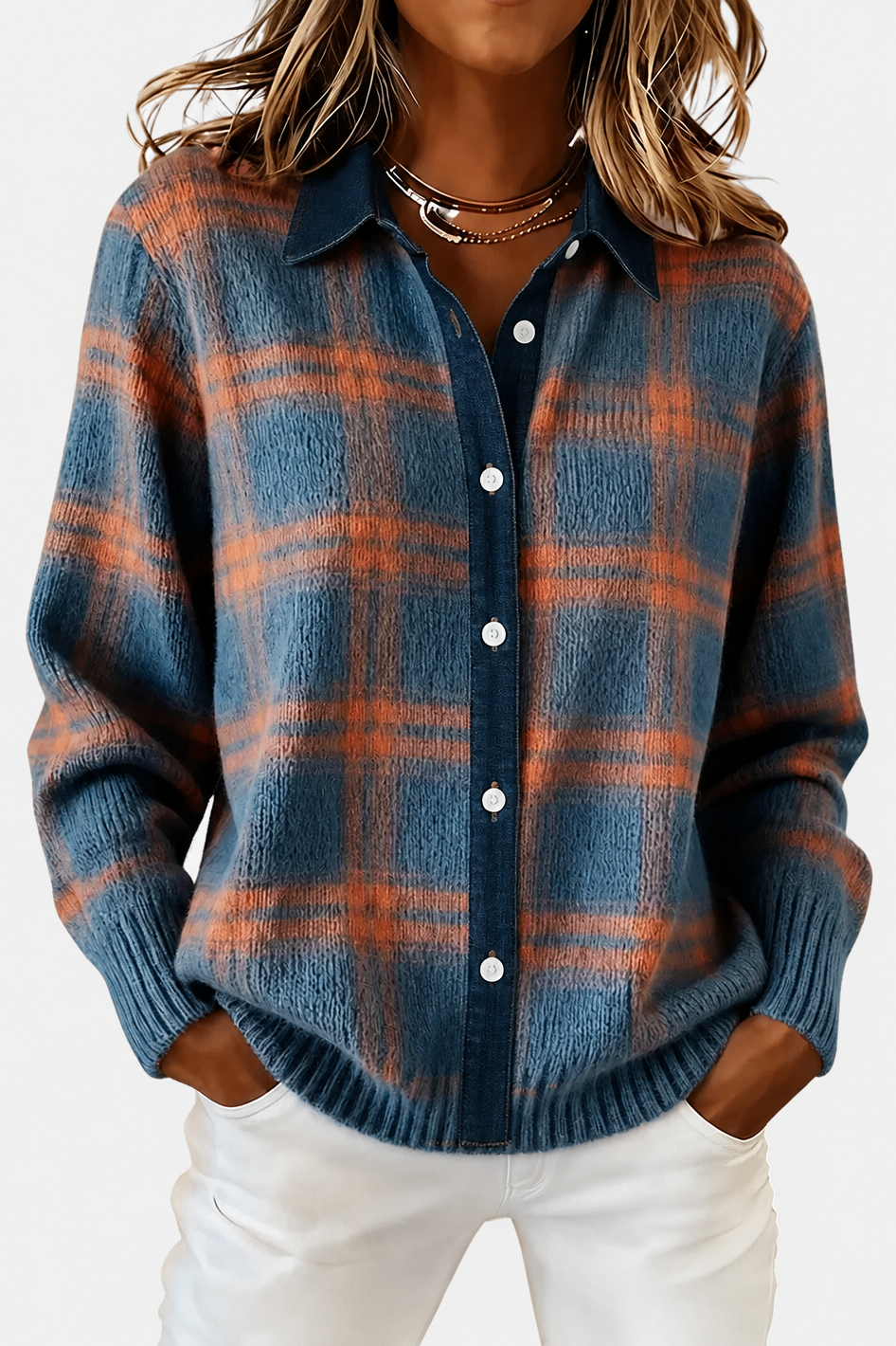 Elegant Plaid Cardigan