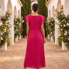 Vivienne | Pleated Streamlined Midi Dress