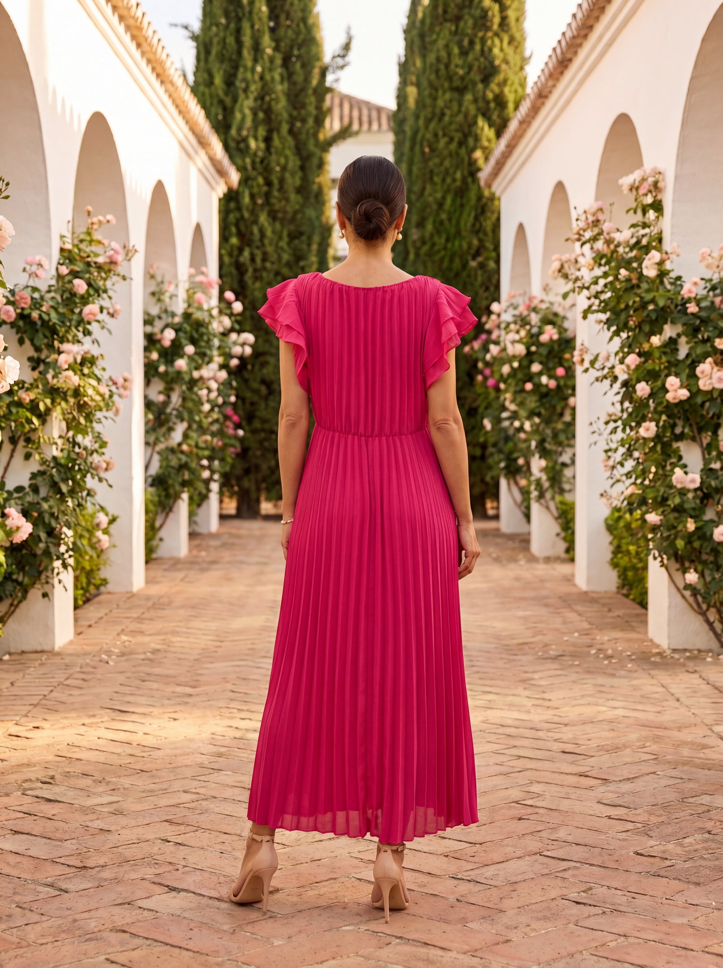 Vivienne | Pleated Streamlined Midi Dress