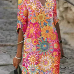 Nira | Vivid Floral Midi Dress