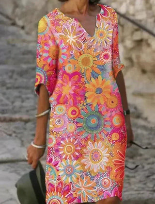 Nira | Vivid Floral Midi Dress