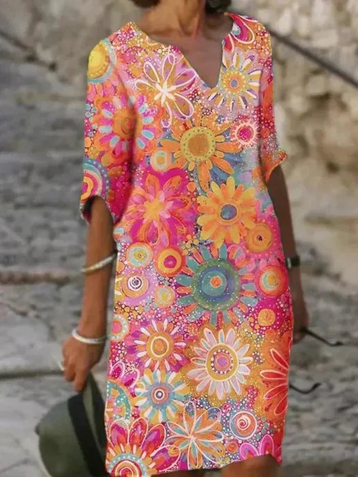 Nira | Vivid Floral Midi Dress