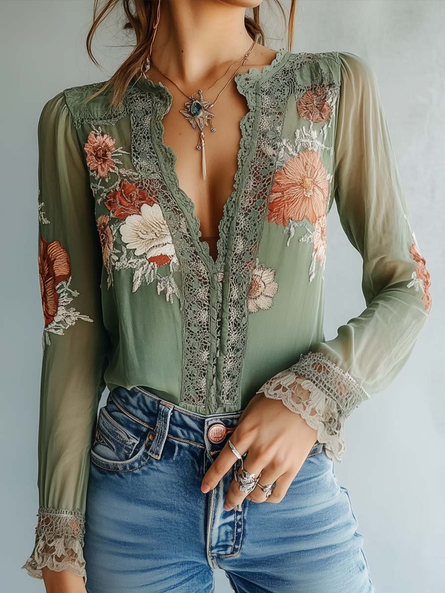 Amara | Boho Floral Blouse