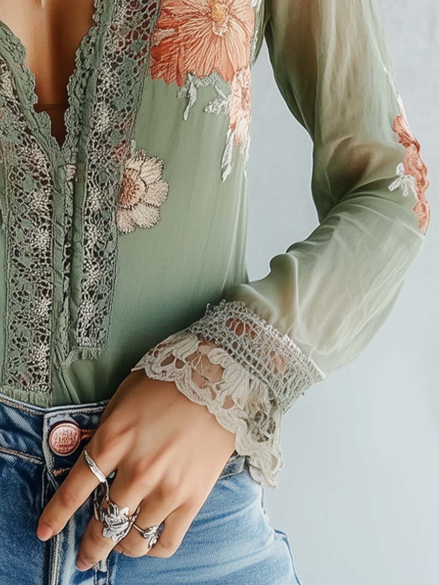 Amara | Boho Floral Blouse