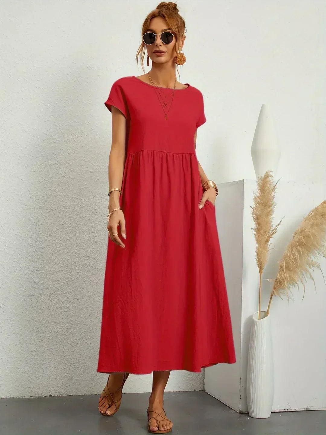 Breathable White Midi Dress