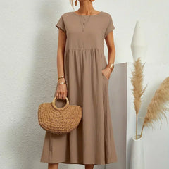 Breathable White Midi Dress