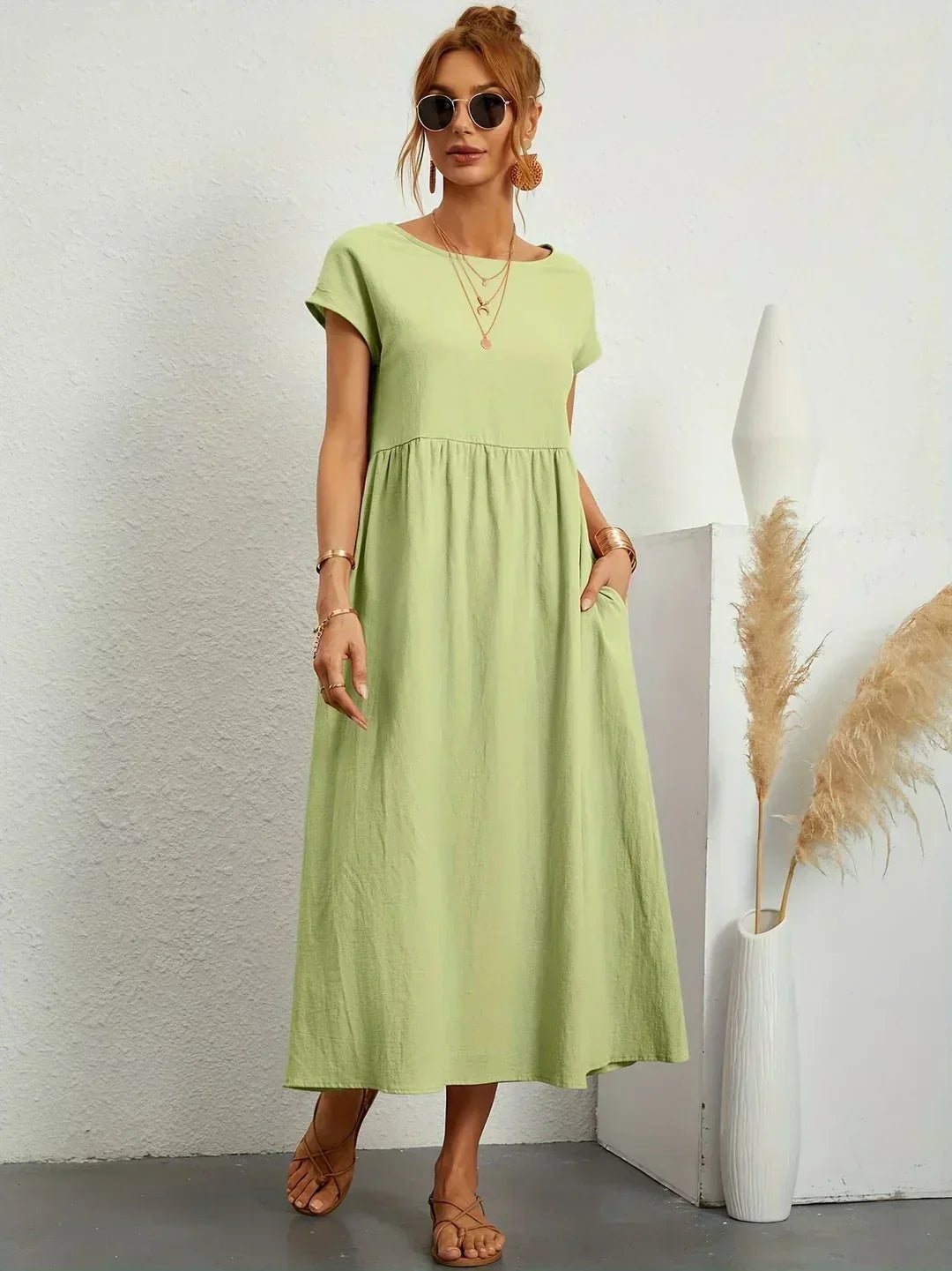 Breathable White Midi Dress