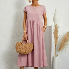 Breathable White Midi Dress