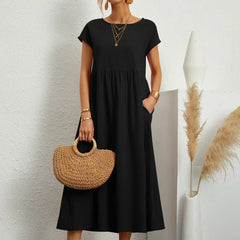 Breathable White Midi Dress