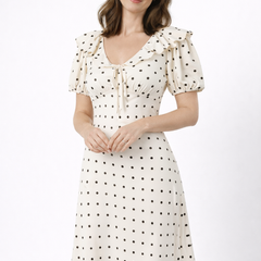 Mirella | Polka-Dot Tie-Neck Midi Dress