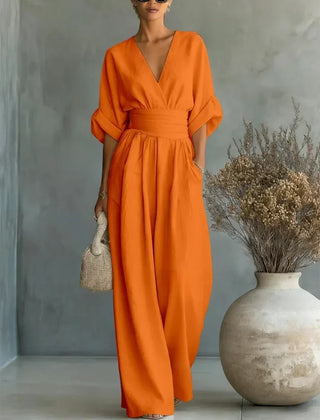 V-Neck High-Waist Jumpsuit