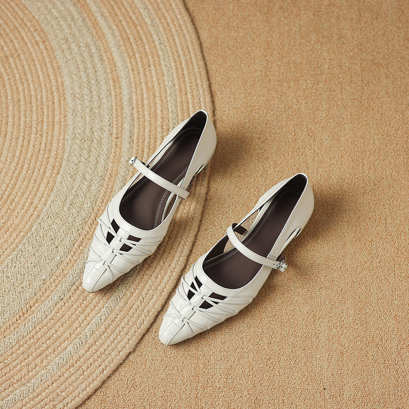 Pointed Lattice-Cut Mary Jane Flat