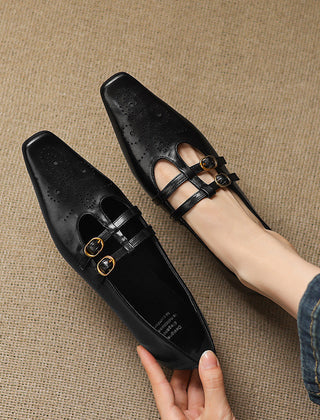 Brogued Double-Strap Mary Jane Flat