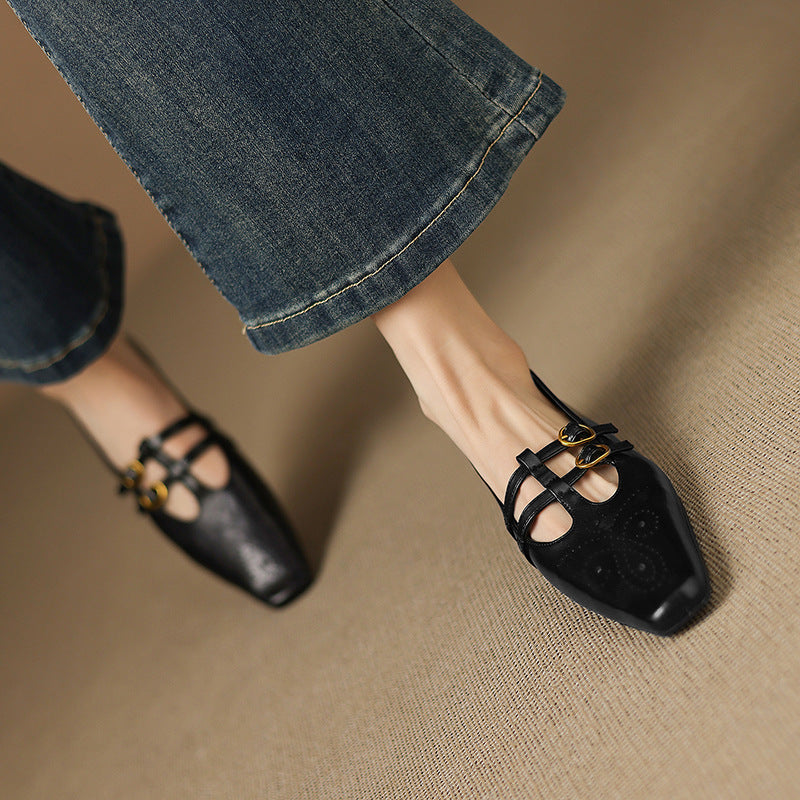 Brogued Double-Strap Mary Jane Flat