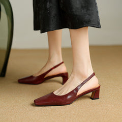 Genuine Leather Slingbacks