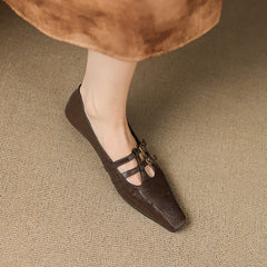 Brogued Double-Strap Mary Jane Flat