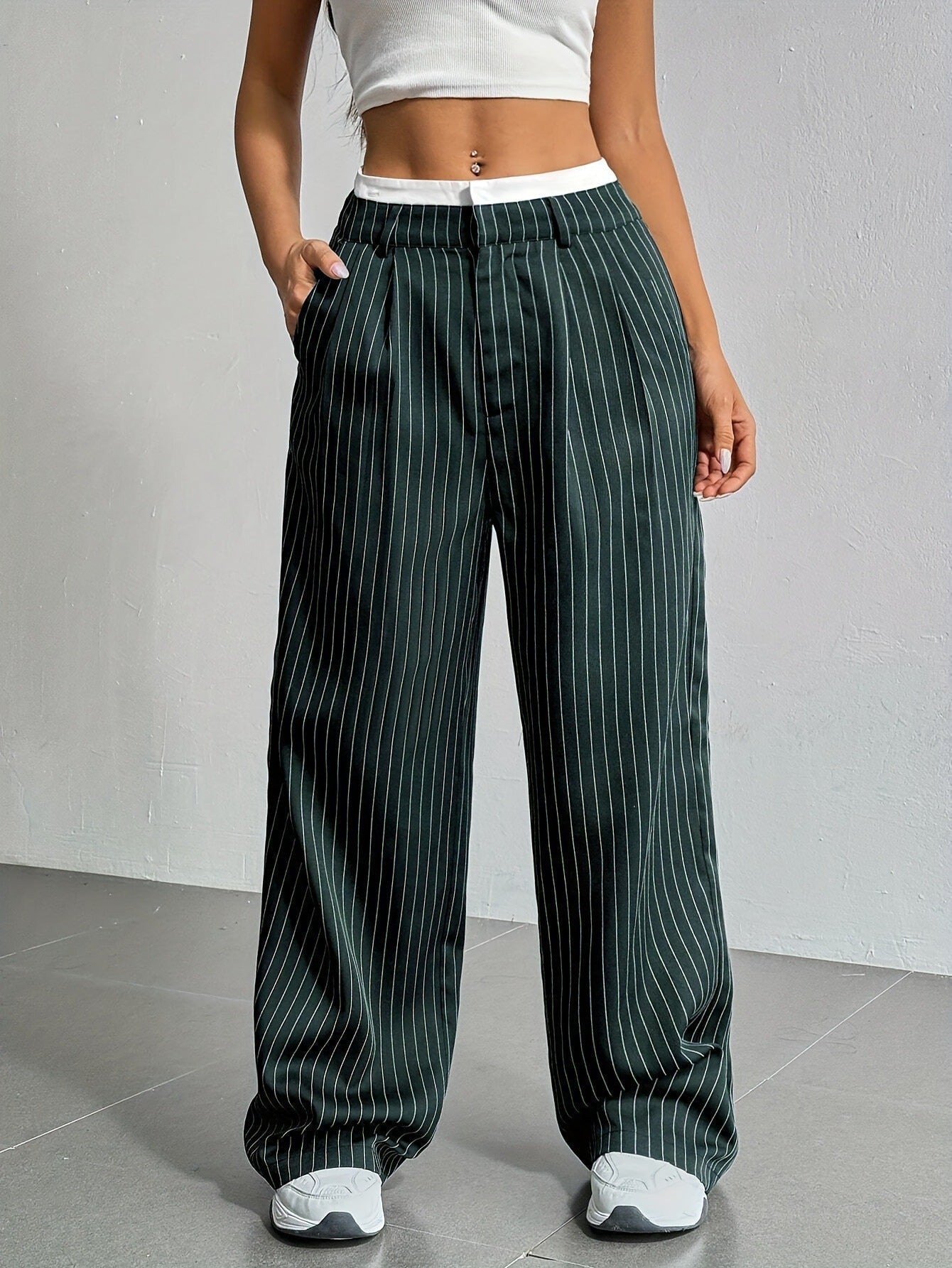 Laura | Elegant Striped High-Waist Pants