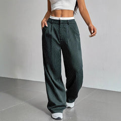 Laura | Elegant Striped High-Waist Pants