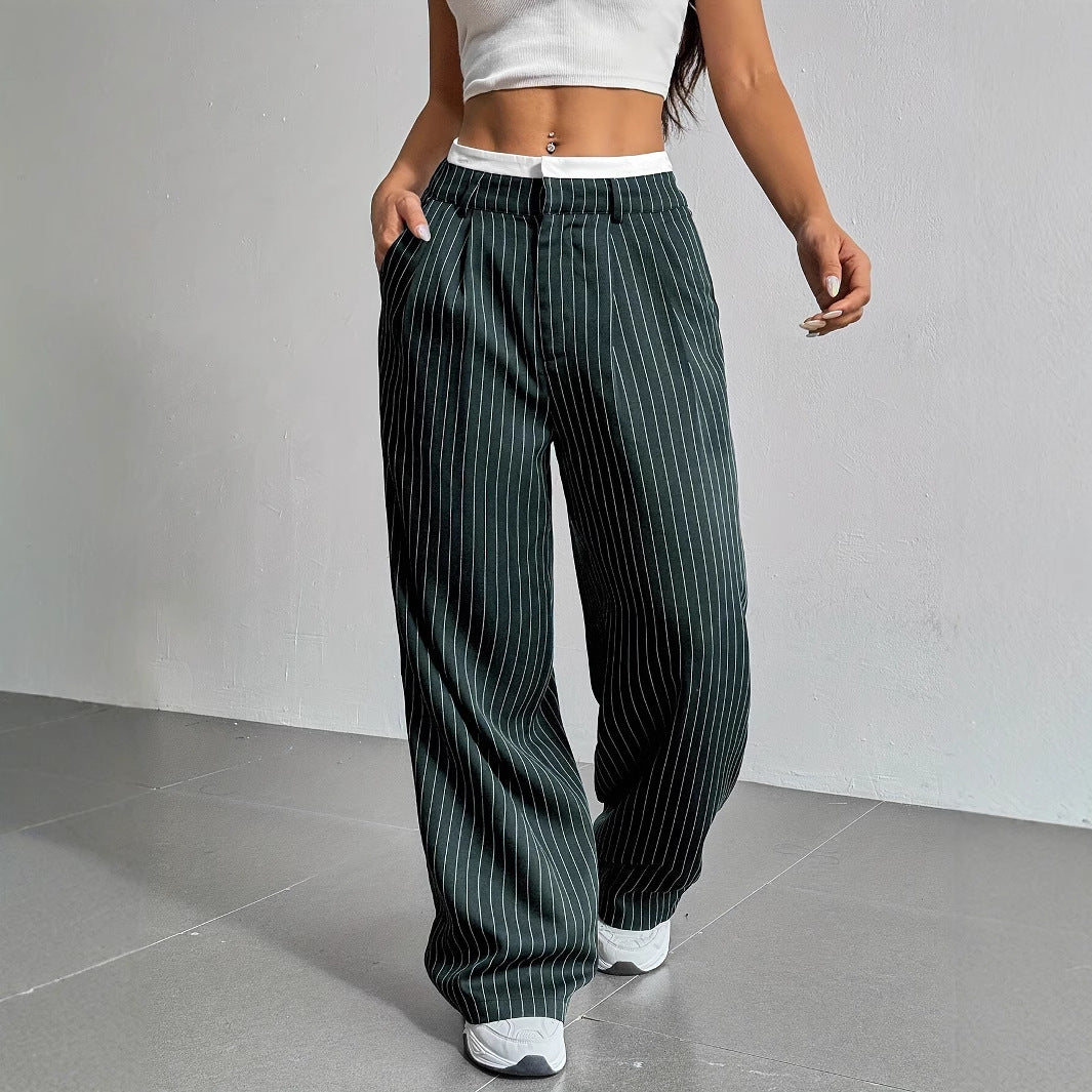 Laura | Elegant Striped High-Waist Pants