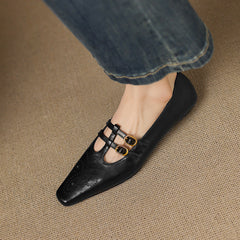Brogued Double-Strap Mary Jane Flat