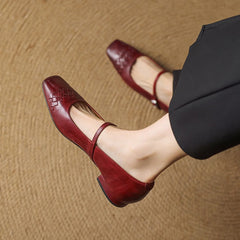 Square-Toe Mary Jane Flat