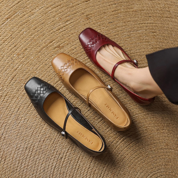 Square-Toe Mary Jane Flat