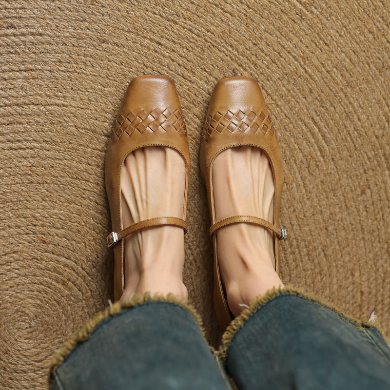 Square-Toe Mary Jane Flat