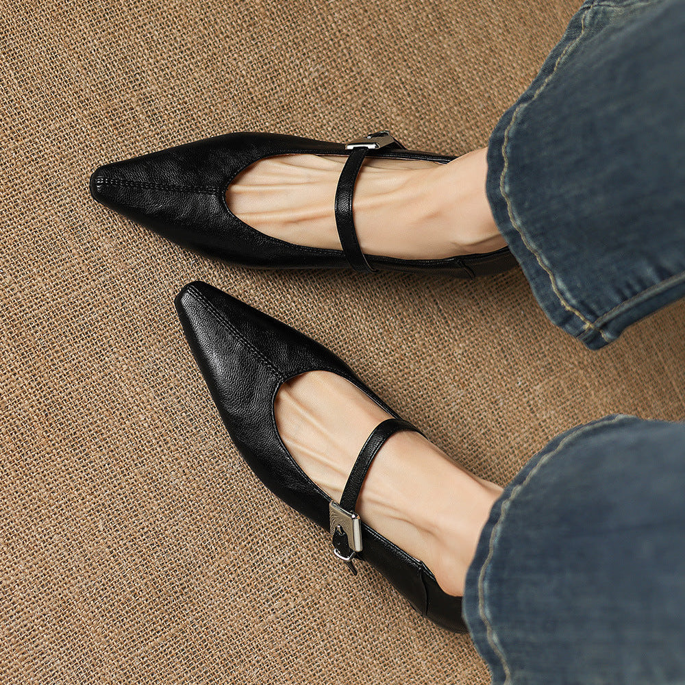 Pointed-Toe Mary Jane Flat