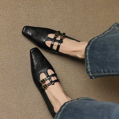 Brogued Double-Strap Mary Jane Flat