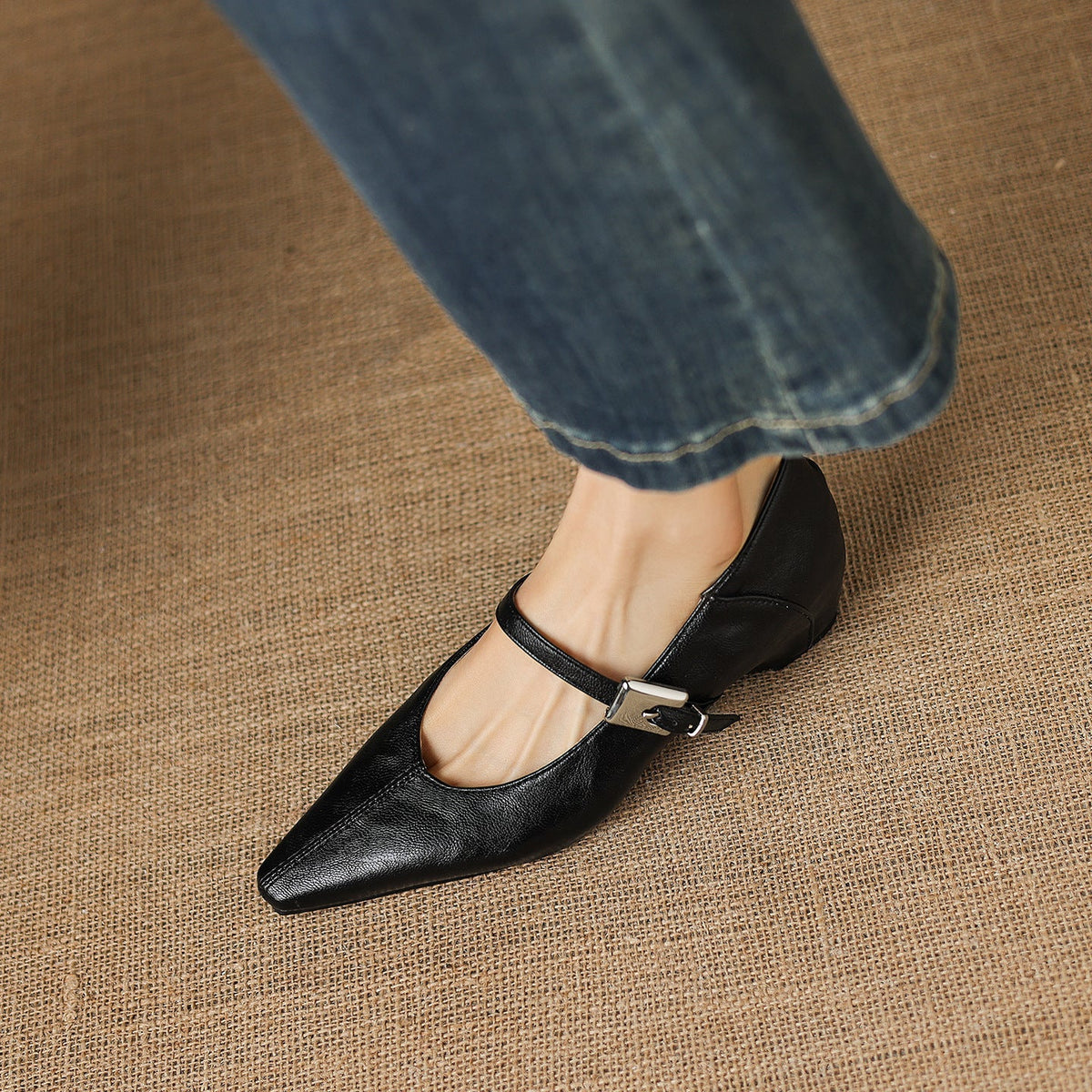 Pointed-Toe Mary Jane Flat