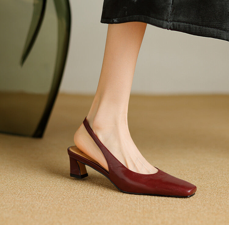 Genuine Leather Slingbacks
