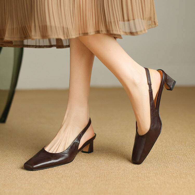 Genuine Leather Slingbacks